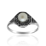 Cultured Pearl Marcasite Ring by Larus